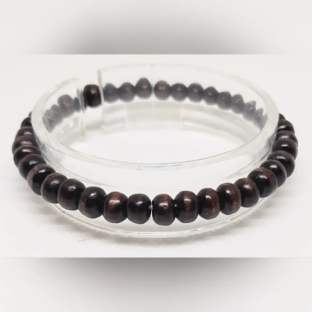 Men's bracelet beaded beads brown new e38‎